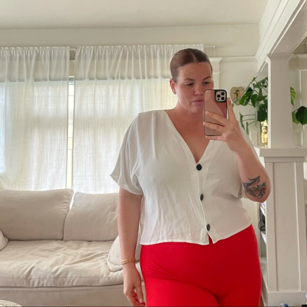 Topshop crop button top